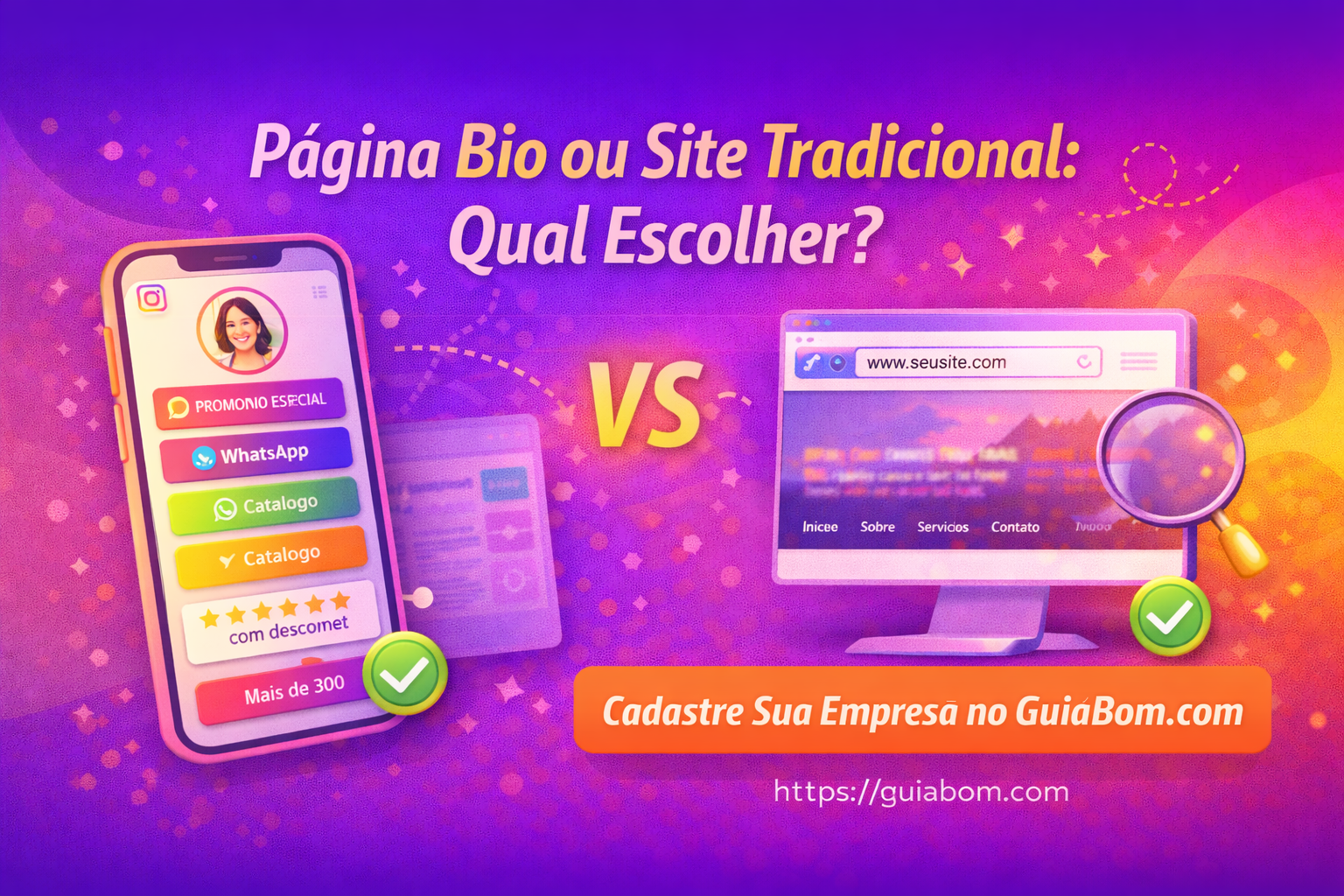 Página Bio ou Site Tradicional: Qual Escolher?